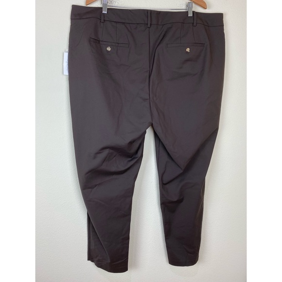 NWT ELOQUII Dark Brown Dress Pants 22L Stretchy Cotton Blend Career Suit Pants - Picture 2 of 6